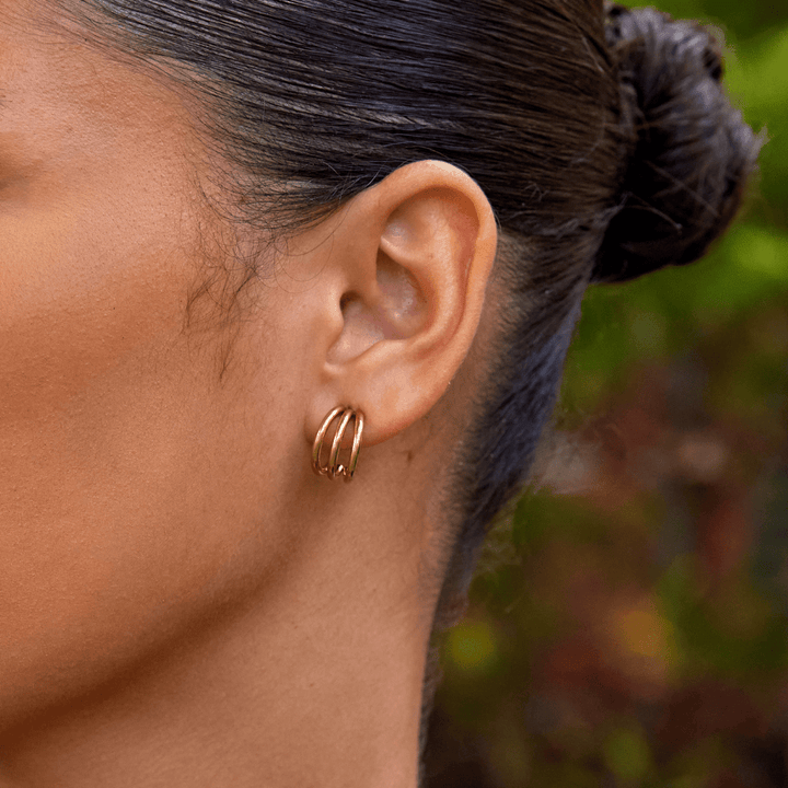 Triple Gold Hoop Earrings