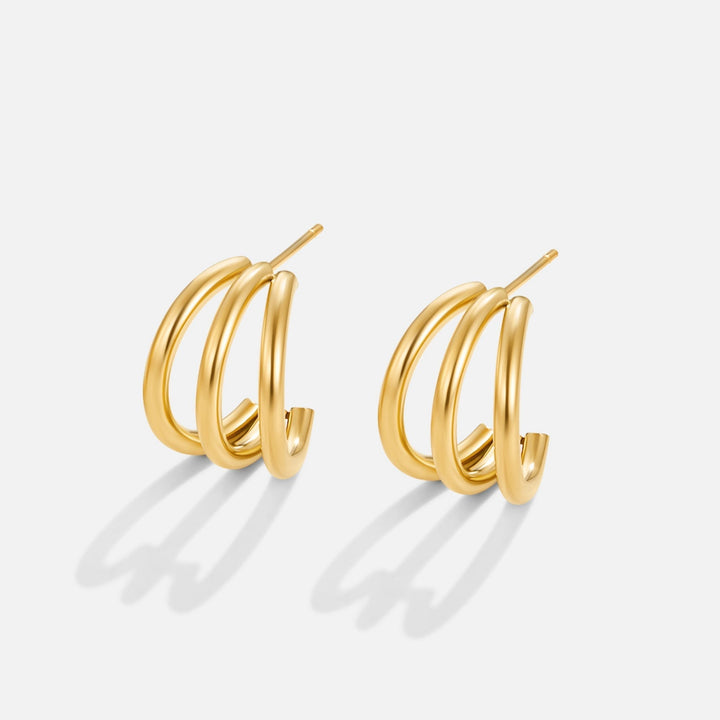 Triple Gold Hoop Earrings