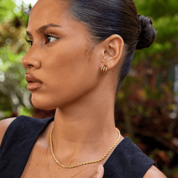 Triple Gold Hoop Earrings