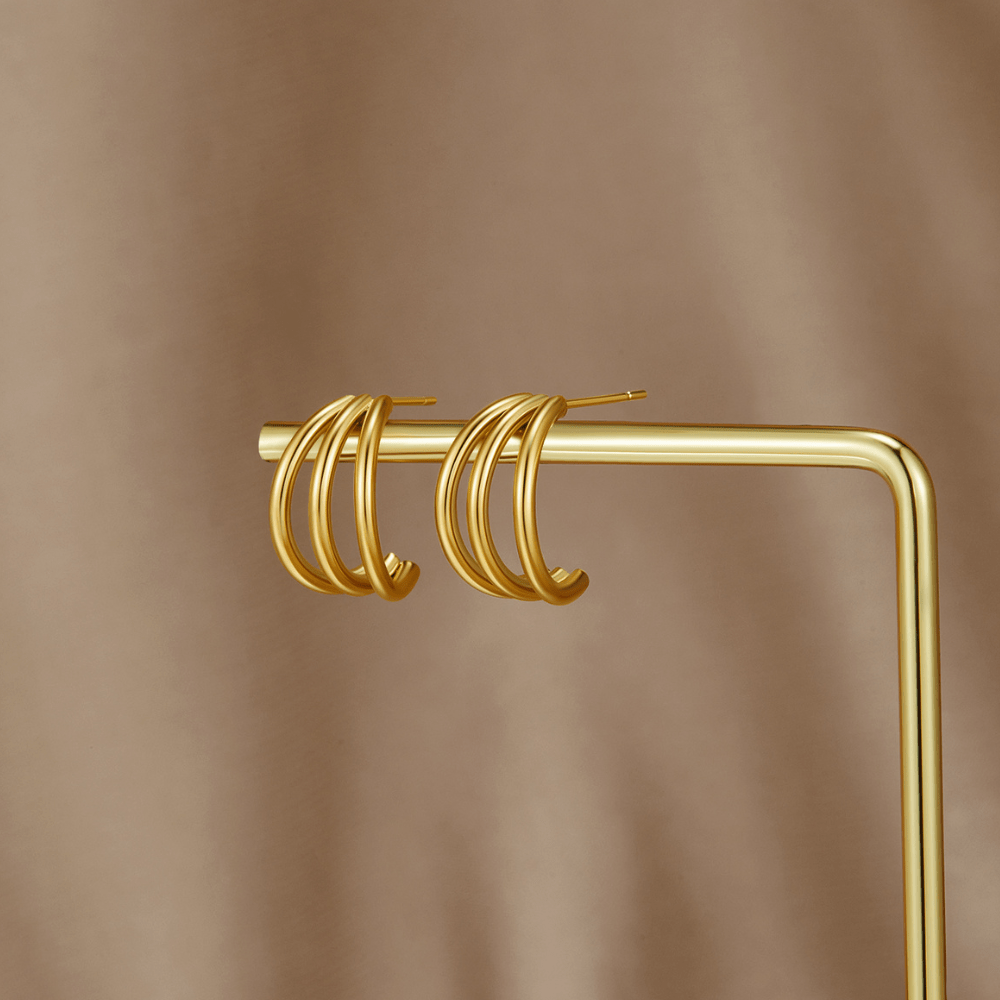 Triple Gold Hoop Earrings