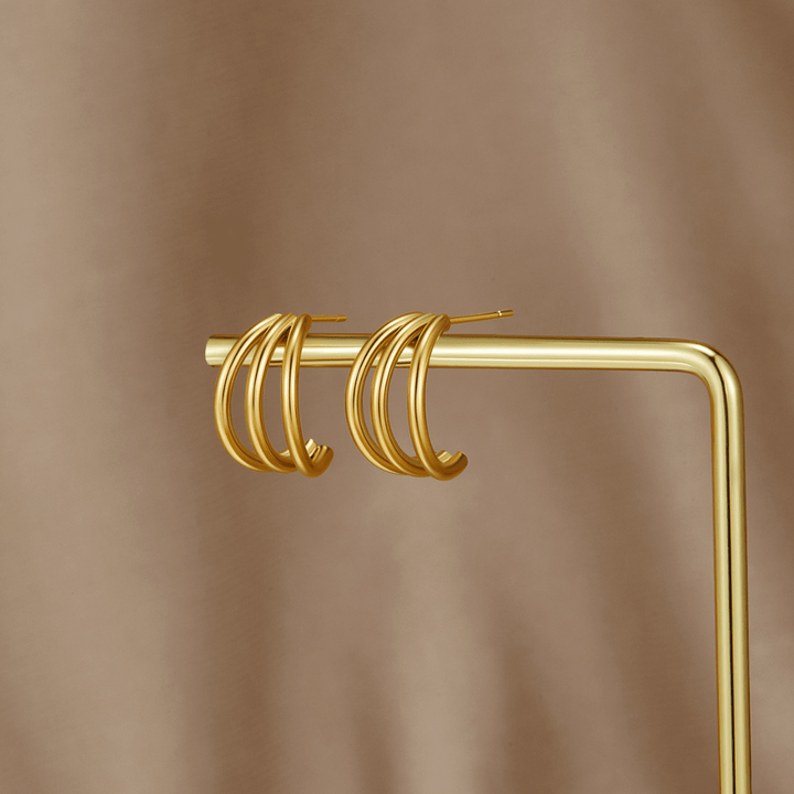 Triple Gold Hoop Earrings