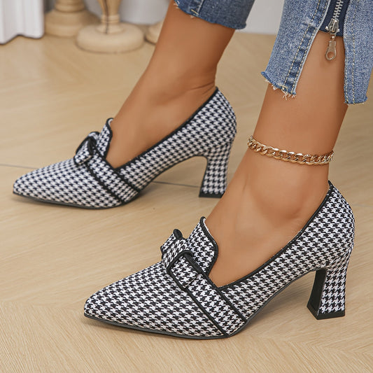 Leontine – Houndstooth Print Heeled Pumps