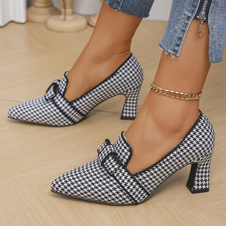 Leontine – Houndstooth Print Heeled Pumps