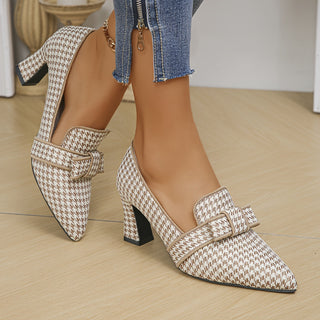 Leontine – Houndstooth Print Heeled Pumps