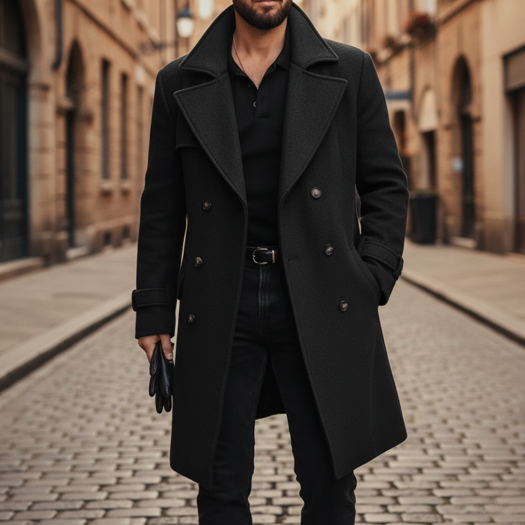 Monty - Men's Double-Breasted Wool Blend Overcoat