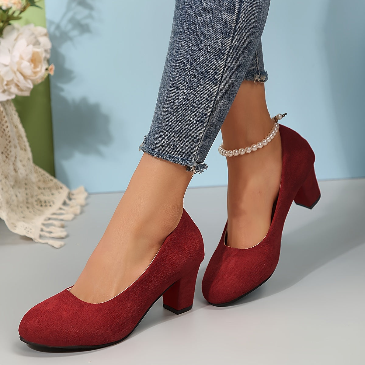 Noelle – Wide Toe Suede Pumps for Ultimate Comfort