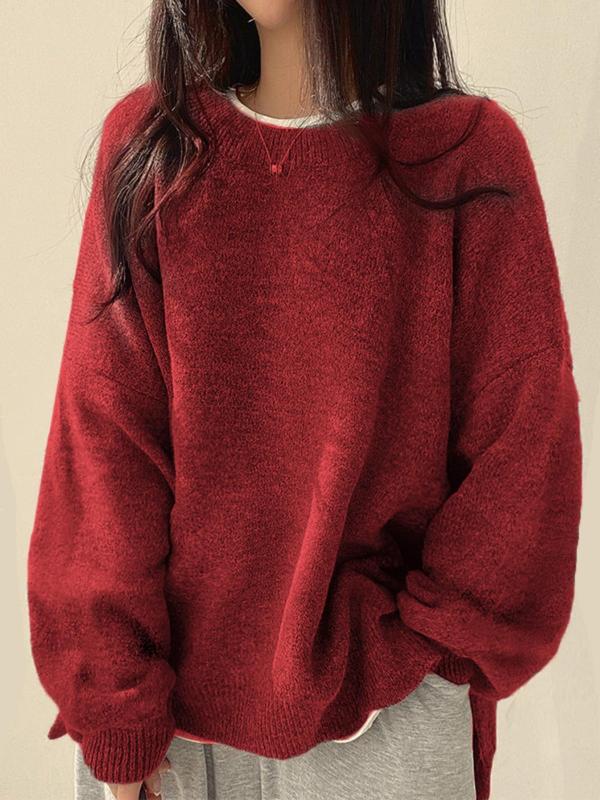 Edwina - Oversized Drop Shoulder Sweater with Split Hem