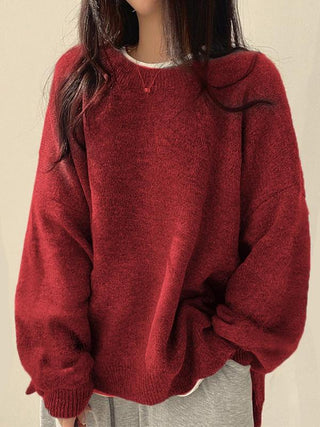 Edwina - Oversized Drop Shoulder Sweater with Split Hem