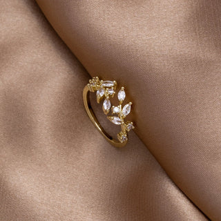Gold Crystal Vine Ring