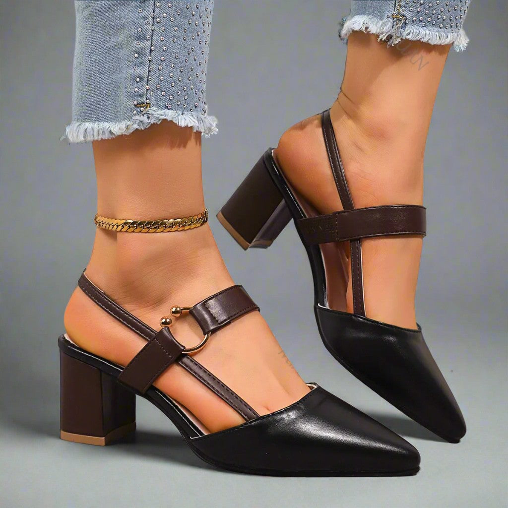 Willa – Block Heels with Leather Slingback Design