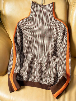 Grace – Effortlessly Elegant High-Neck Striped Sweater