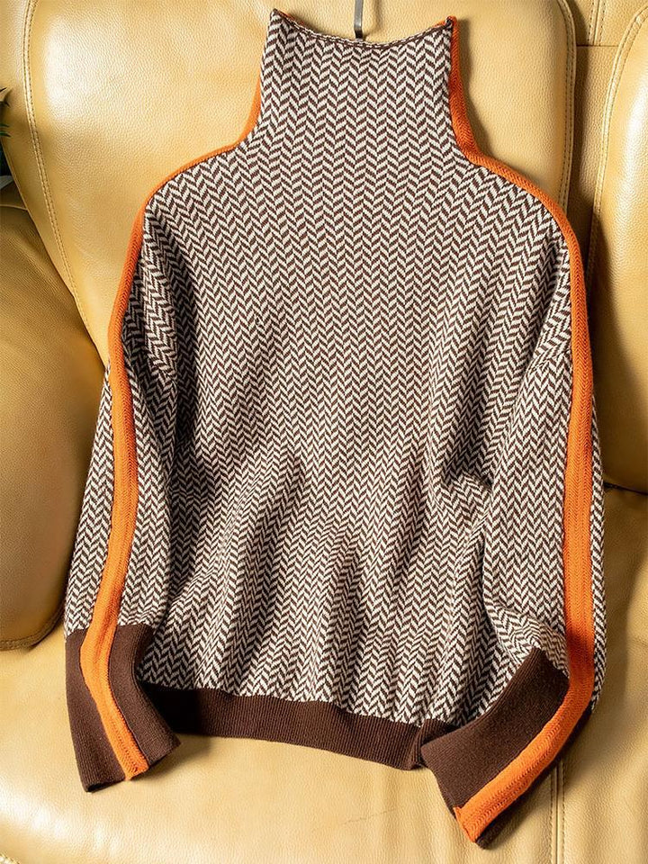 Grace – Effortlessly Elegant High-Neck Striped Sweater