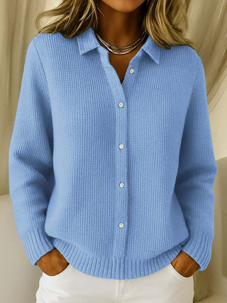 Esmae – Sleek Cotton Blend Collared Cardigan