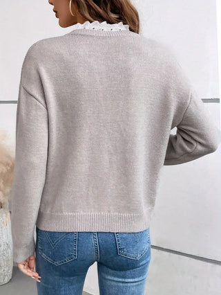 Céline | Chic Lace Collar Jumper, Cashmere Feel