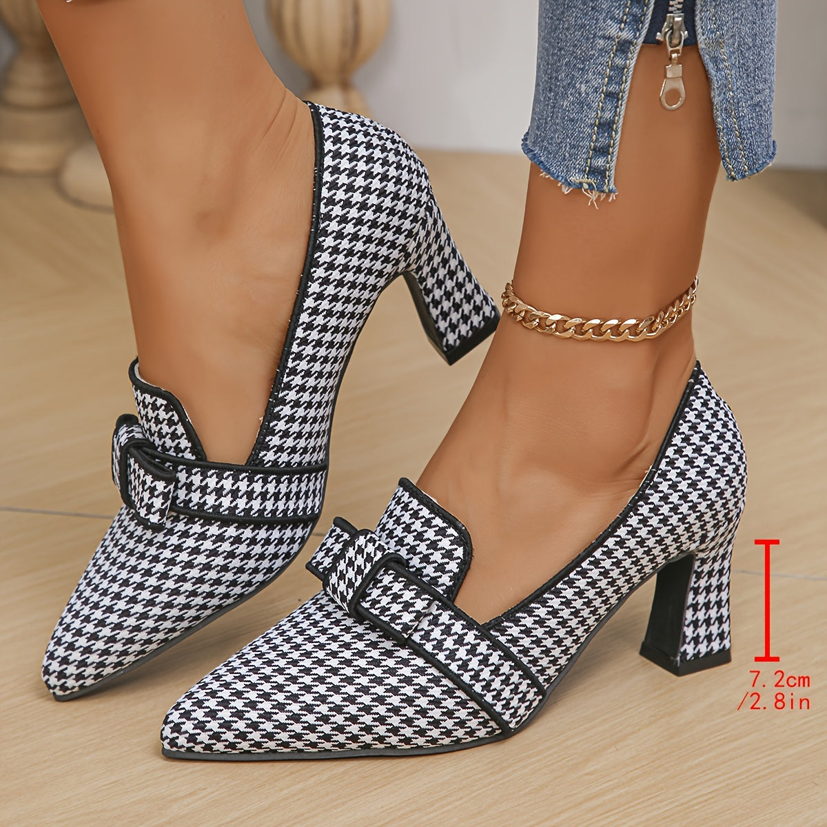 Leontine – Houndstooth Print Heeled Pumps