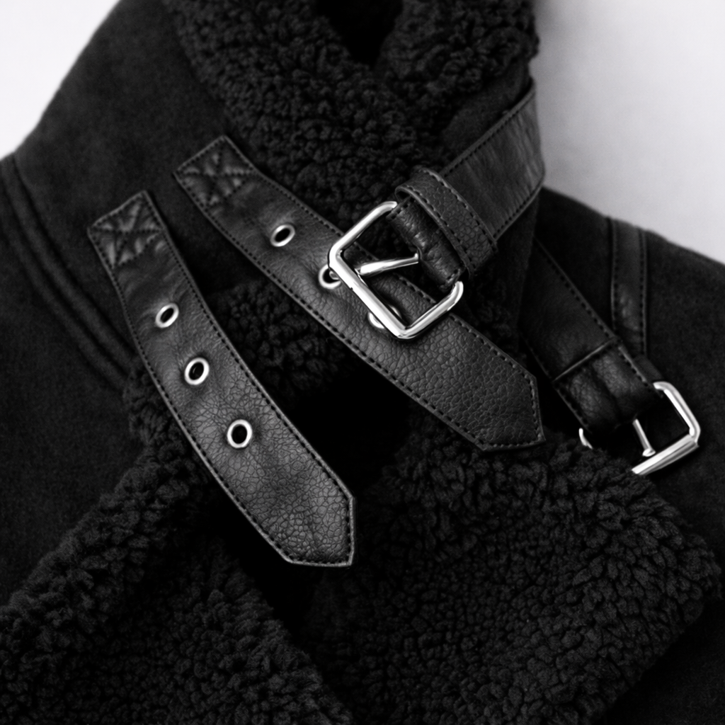 Caroline – Suede Aviator Jacket with Shearling Lining