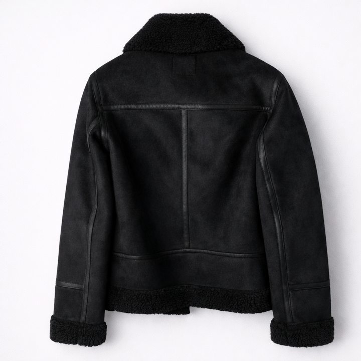 Caroline – Suede Aviator Jacket with Shearling Lining