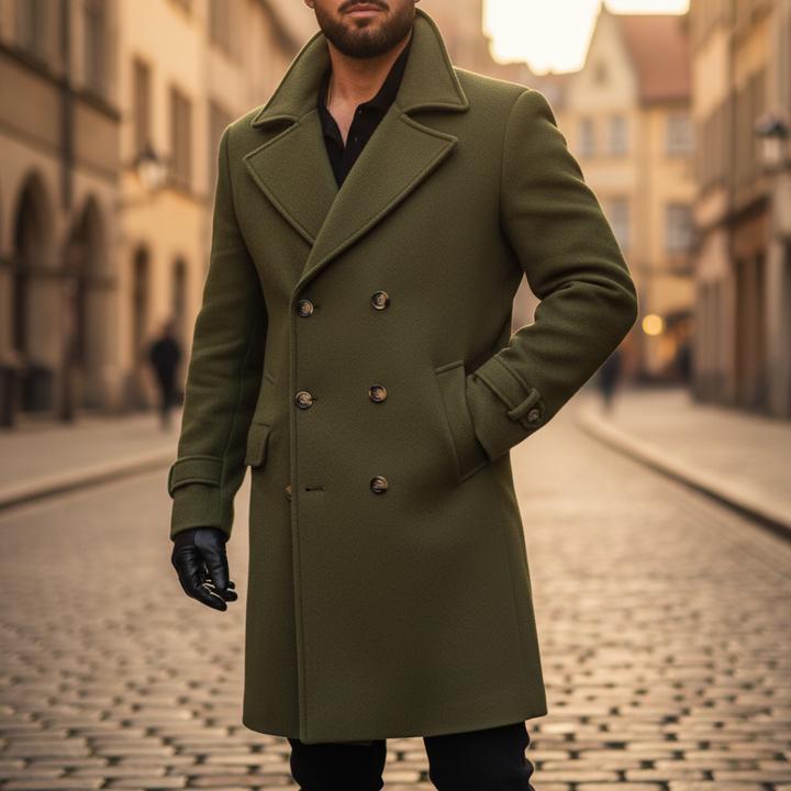 Monty - Men's Double-Breasted Wool Blend Overcoat