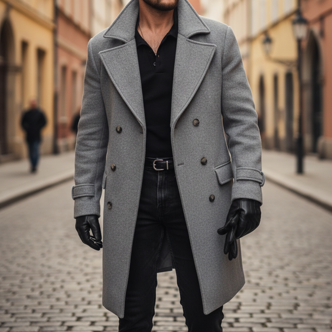 Monty - Men's Double-Breasted Wool Blend Overcoat