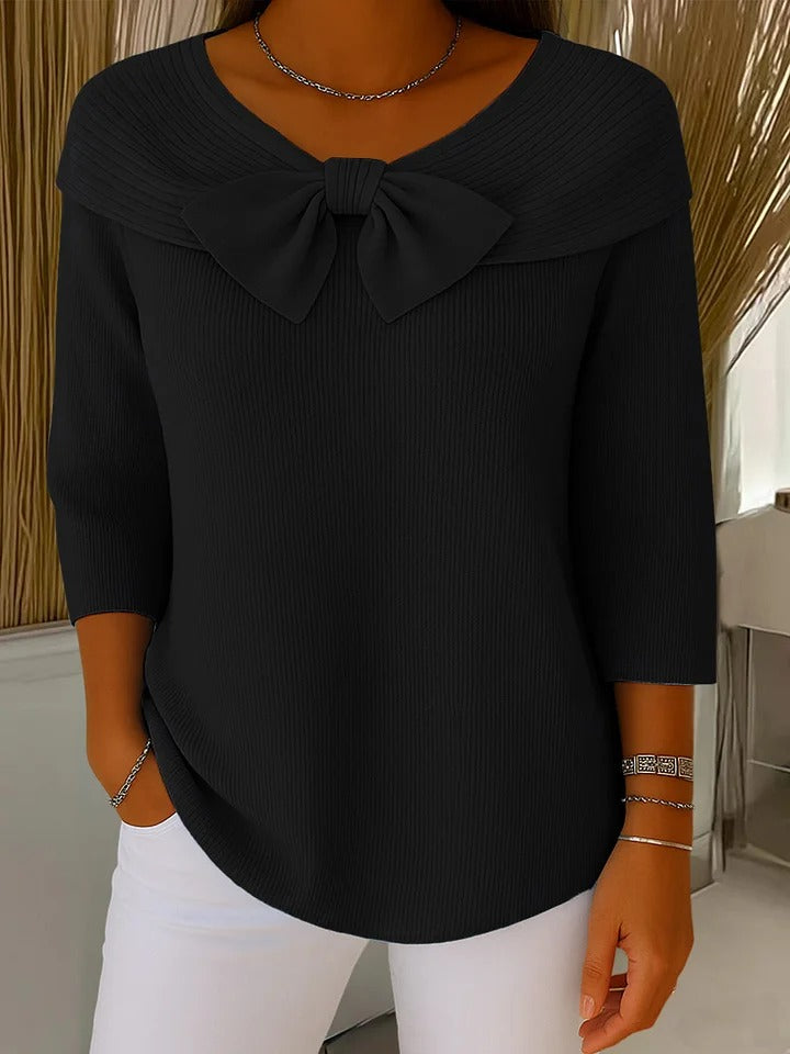 Amber – Bow-Detail Cotton-Blend Sweater