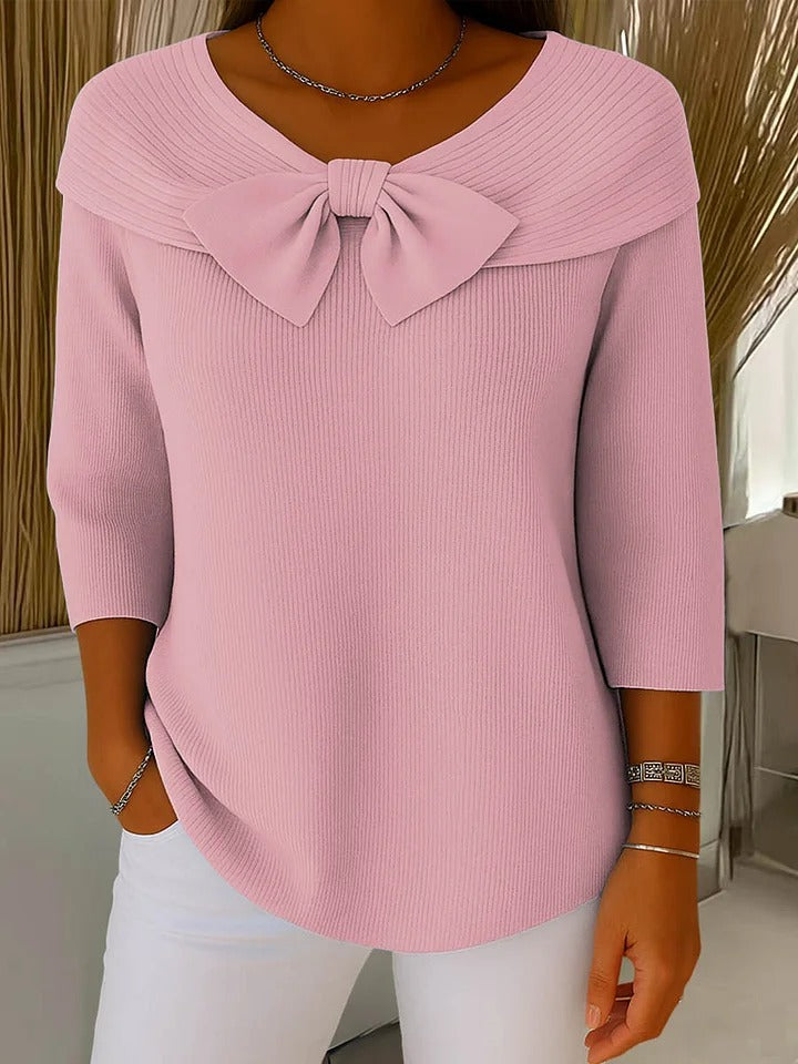 Amber – Bow-Detail Cotton-Blend Sweater