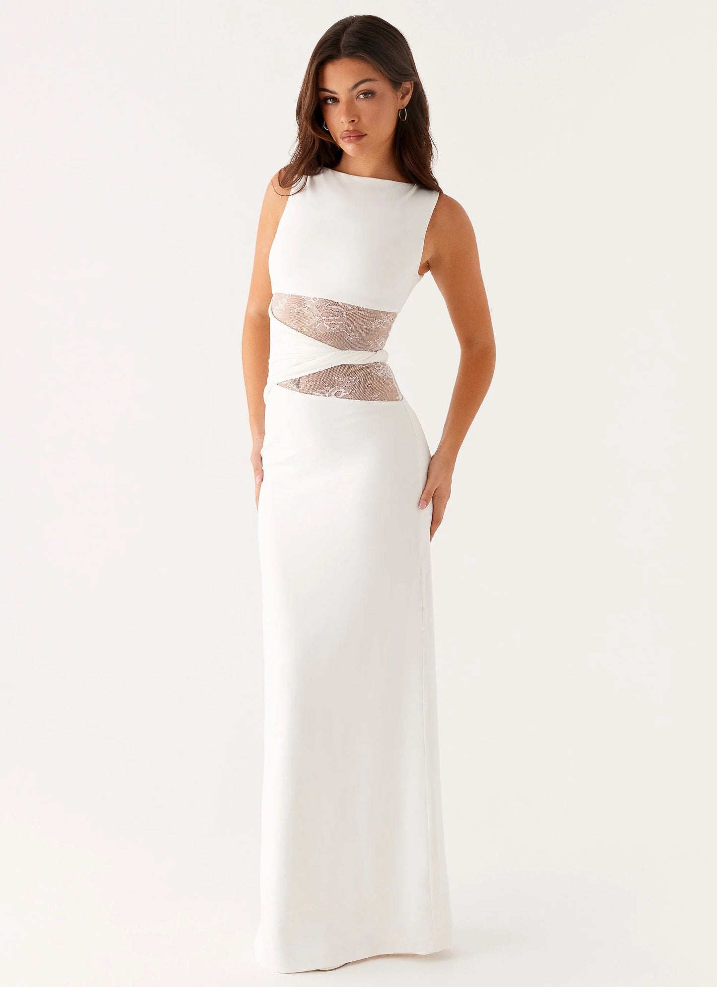 Eliana – Elegant Maxi Dress with Flattering Silhouette, Subtle Cutouts, and Delicate Lacing