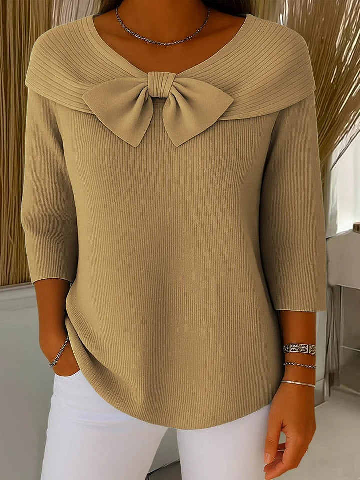 Amber – Bow-Detail Cotton-Blend Sweater