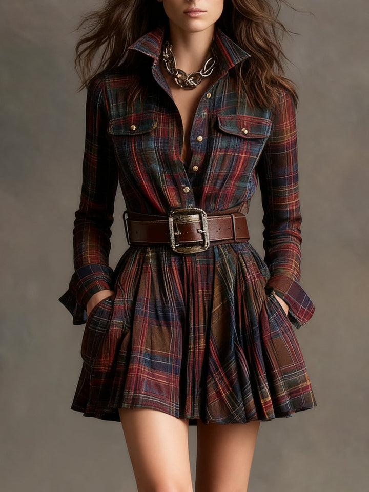 Madeleine – Chic Plaid Mini Dress
