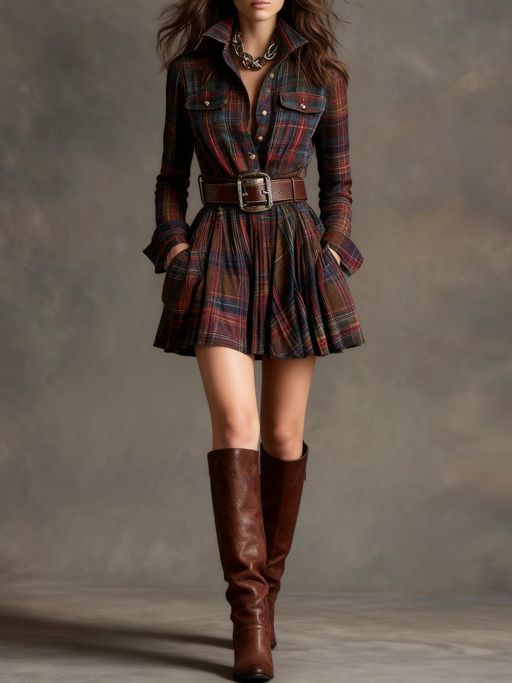 Madeleine – Chic Plaid Mini Dress