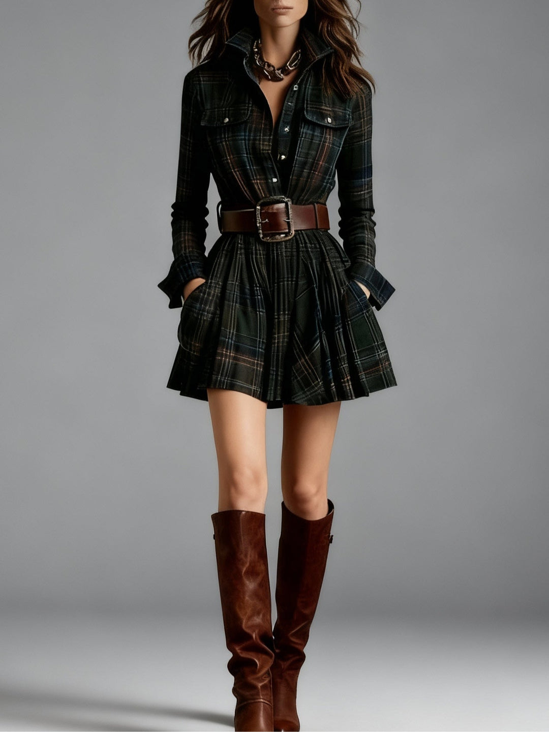 Madeleine – Chic Plaid Mini Dress