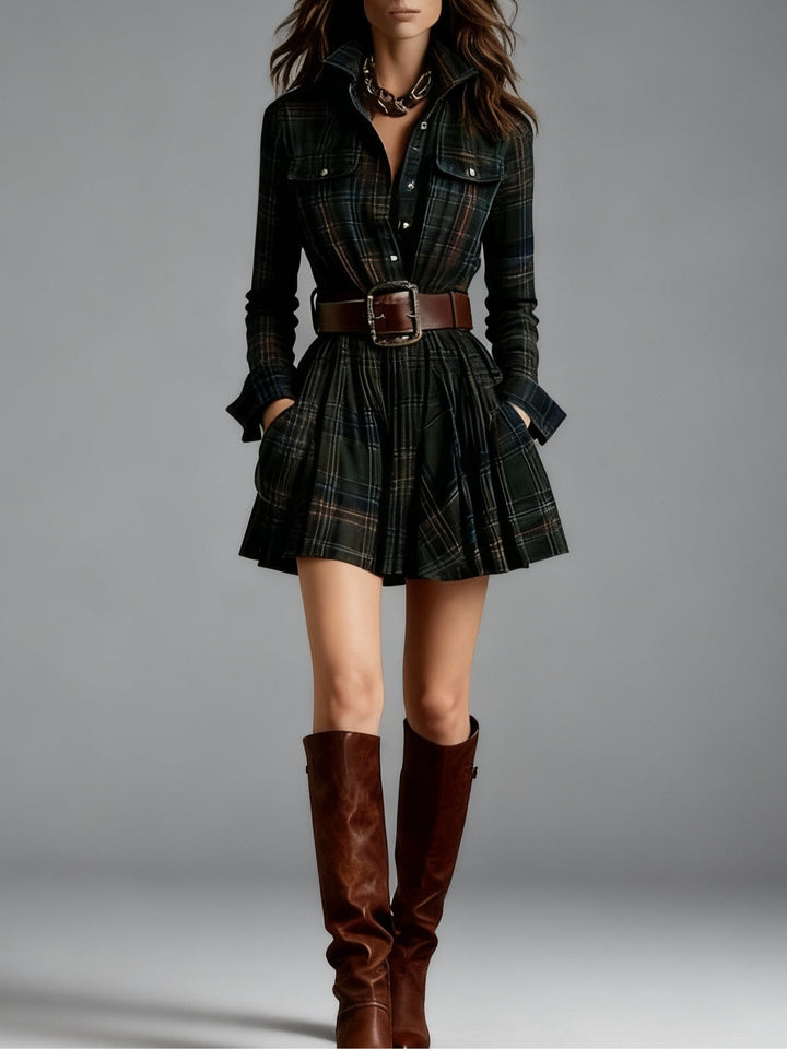 Madeleine – Chic Plaid Mini Dress