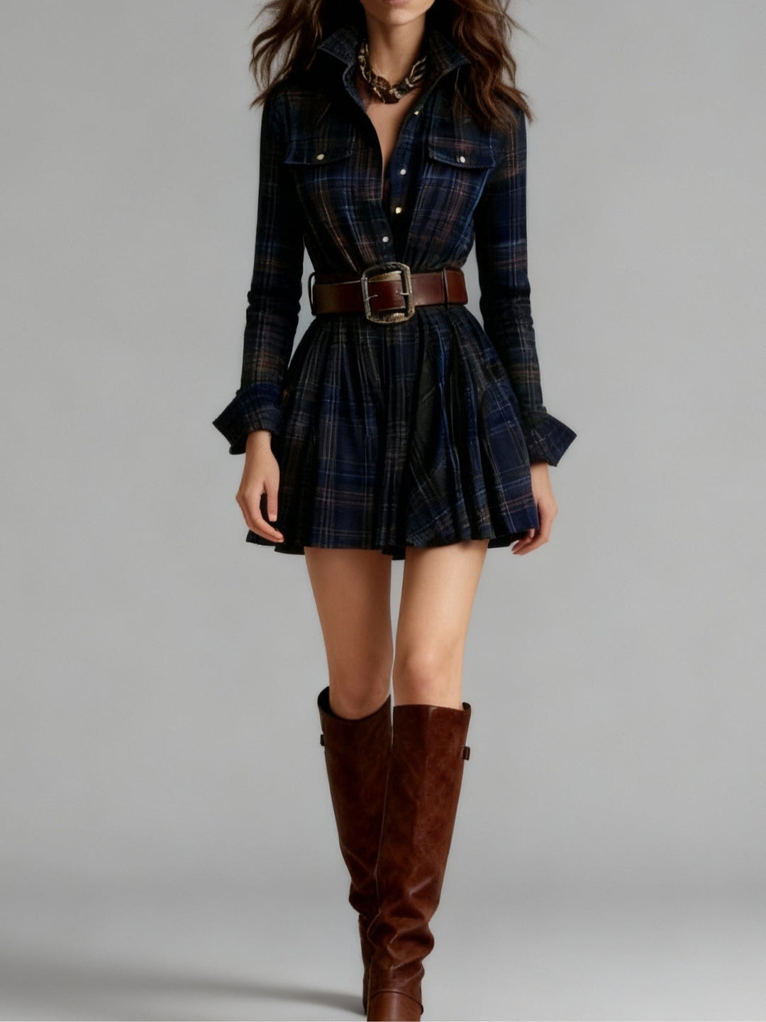 Madeleine – Chic Plaid Mini Dress