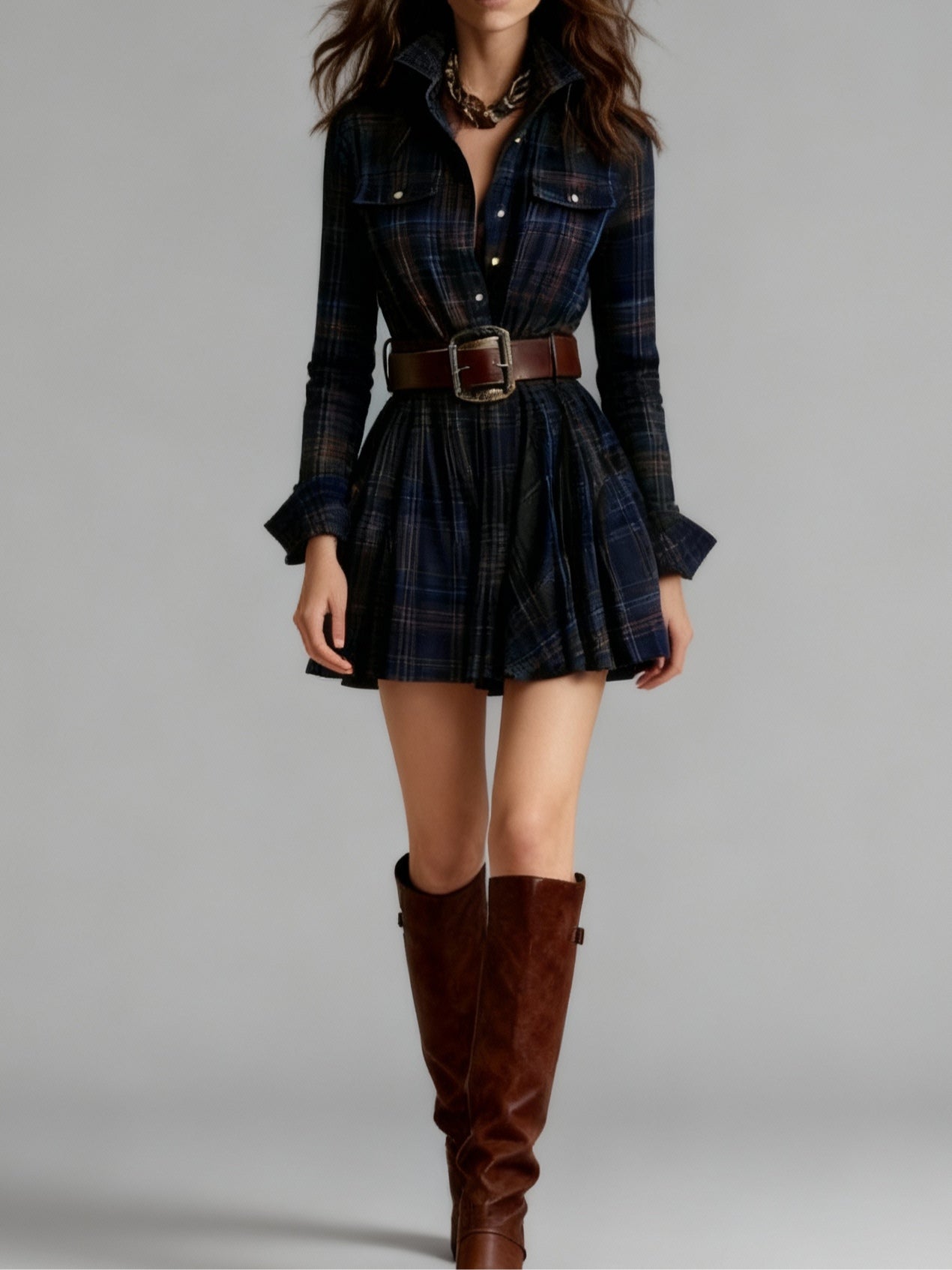 Madeleine – Chic Plaid Mini Dress