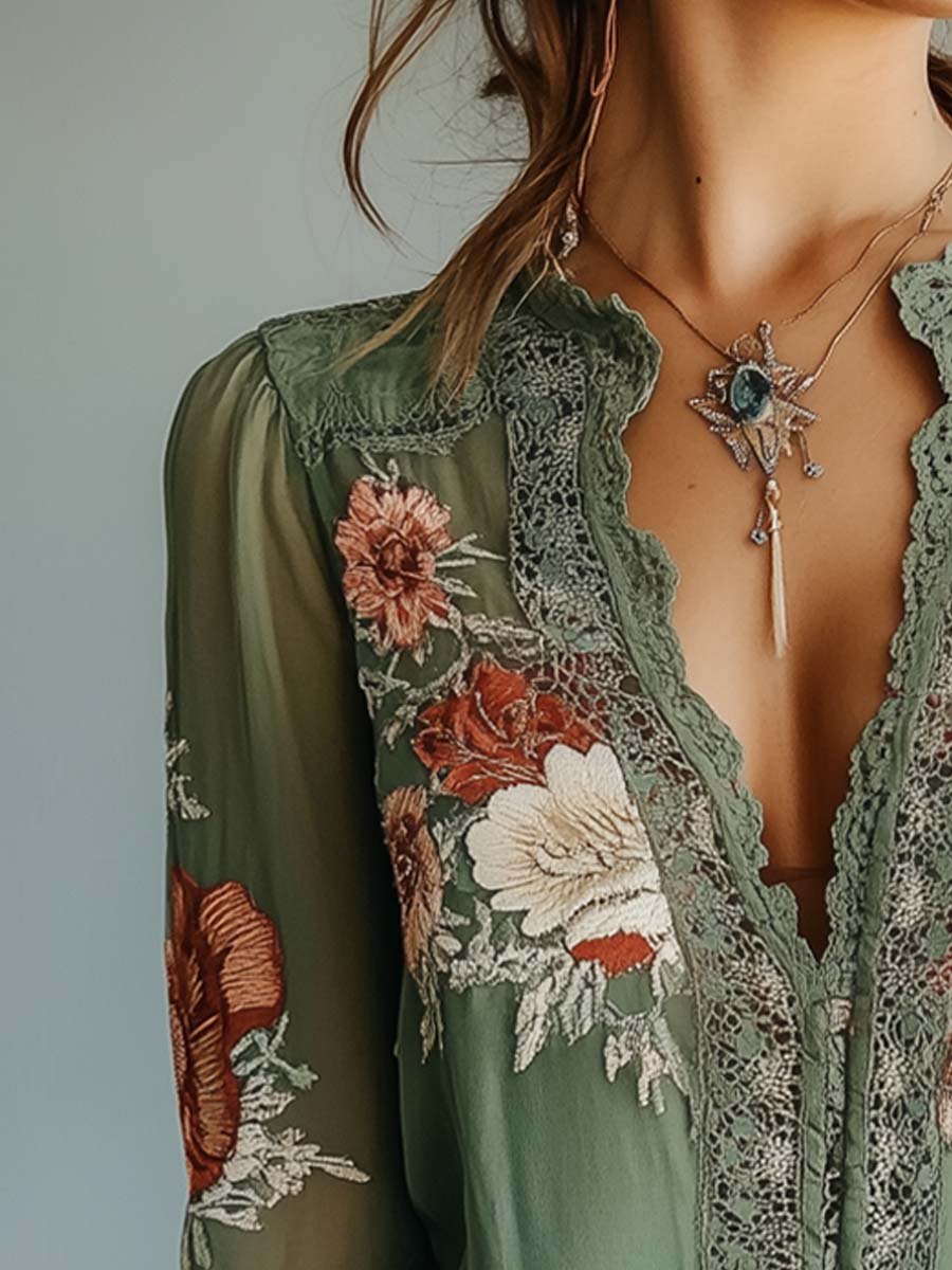 Floral Printed Lace Blouse