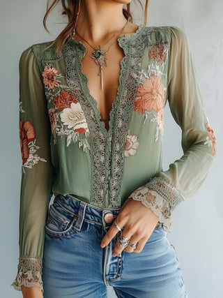 Floral Printed Lace Blouse