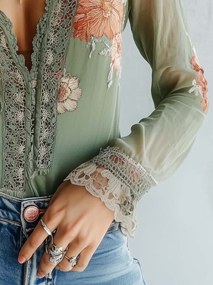 Floral Printed Lace Blouse