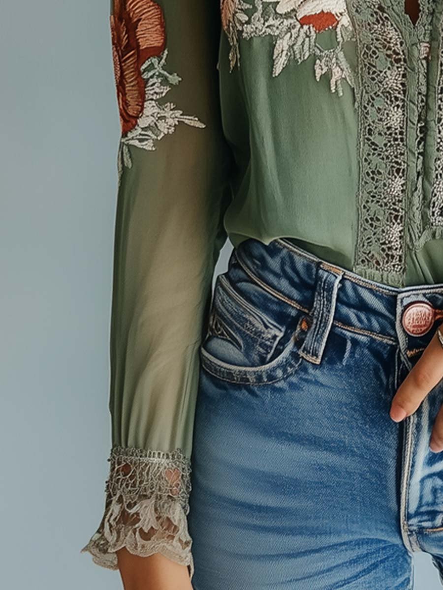 Floral Printed Lace Blouse