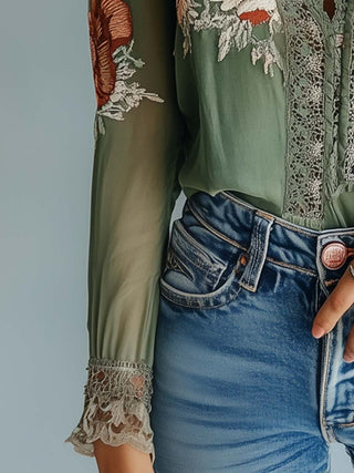 Floral Printed Lace Blouse