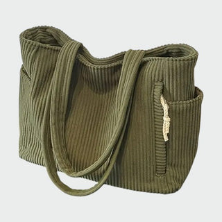 Ribbed Tote Bag with Cord Detail