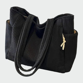 Ribbed Tote Bag with Cord Detail