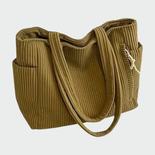 Ribbed Tote Bag with Cord Detail