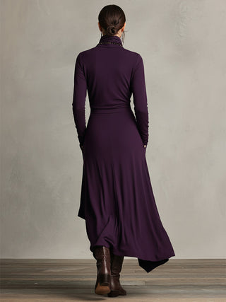 Natalia – Turtleneck Asymmetric Maxi Knit Dress