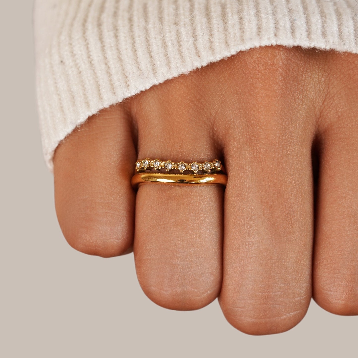 White Crystal Layered Ring