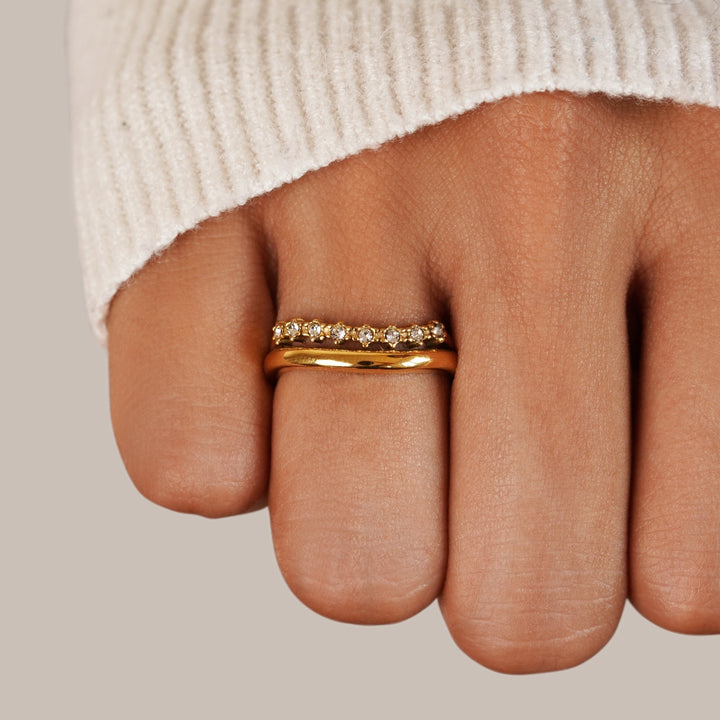White Crystal Layered Ring