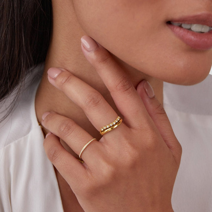 White Crystal Layered Ring