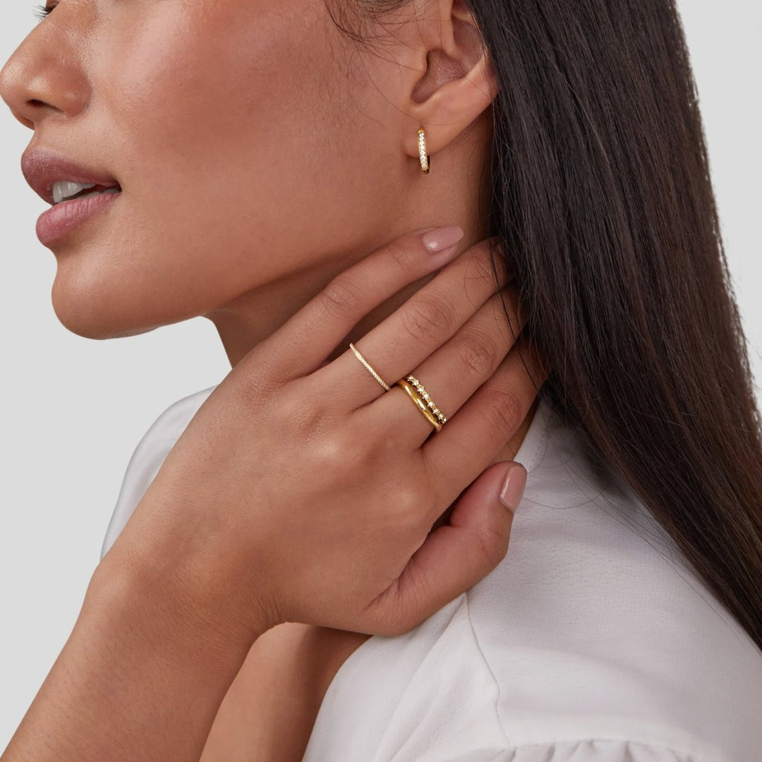White Crystal Layered Ring