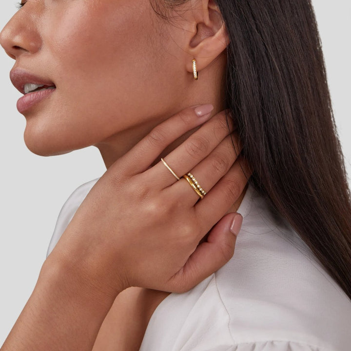 White Crystal Layered Ring