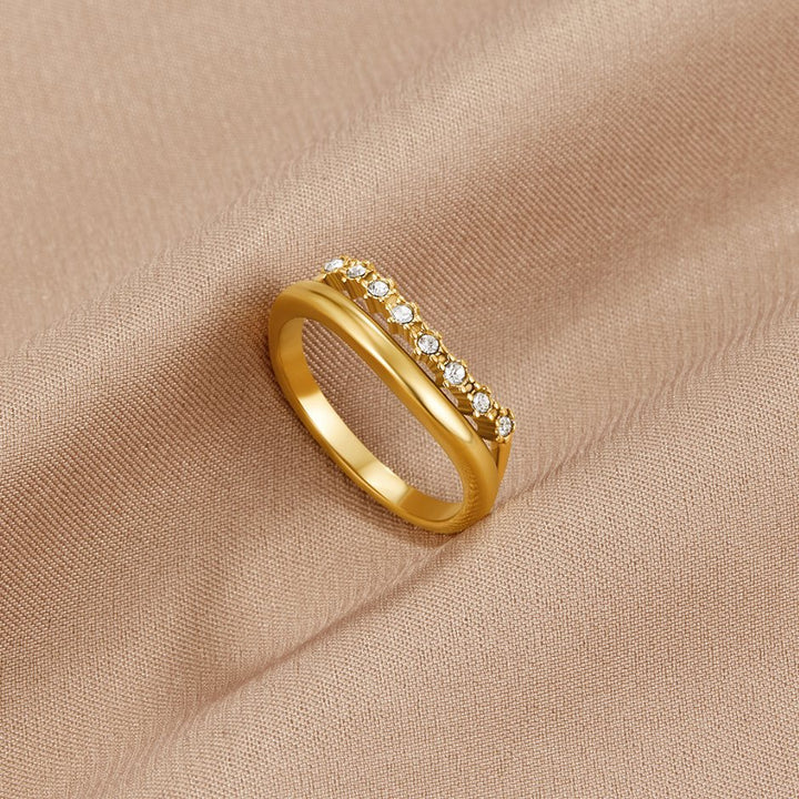 White Crystal Layered Ring