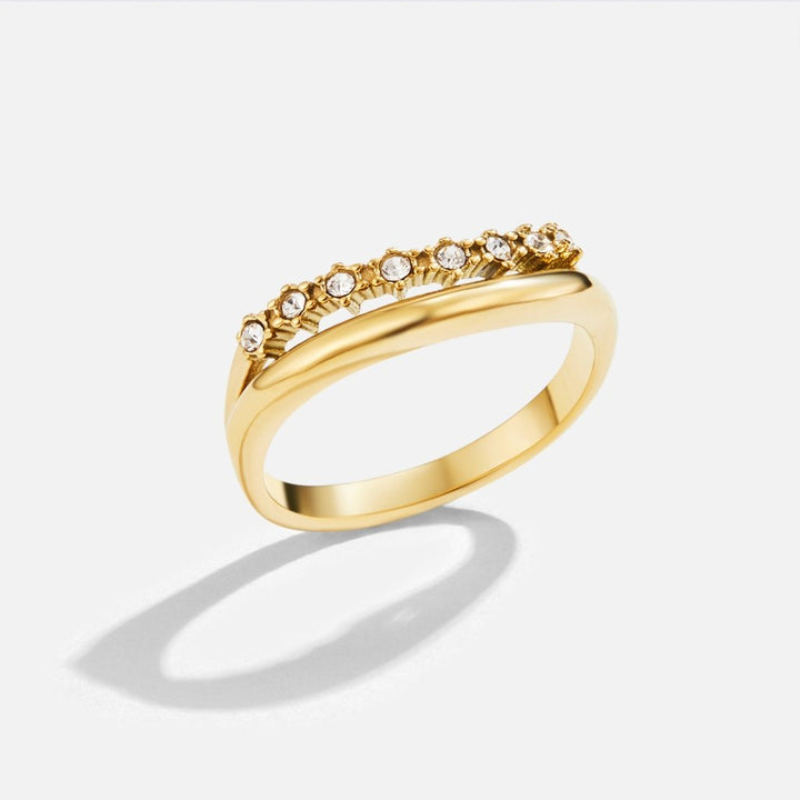 White Crystal Layered Ring