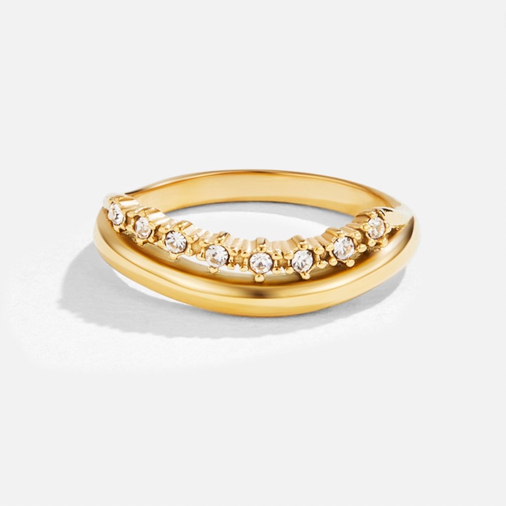 White Crystal Layered Ring